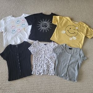 Bundle of Little Girl's sz 7/8 Cropped T-Shirts & Top